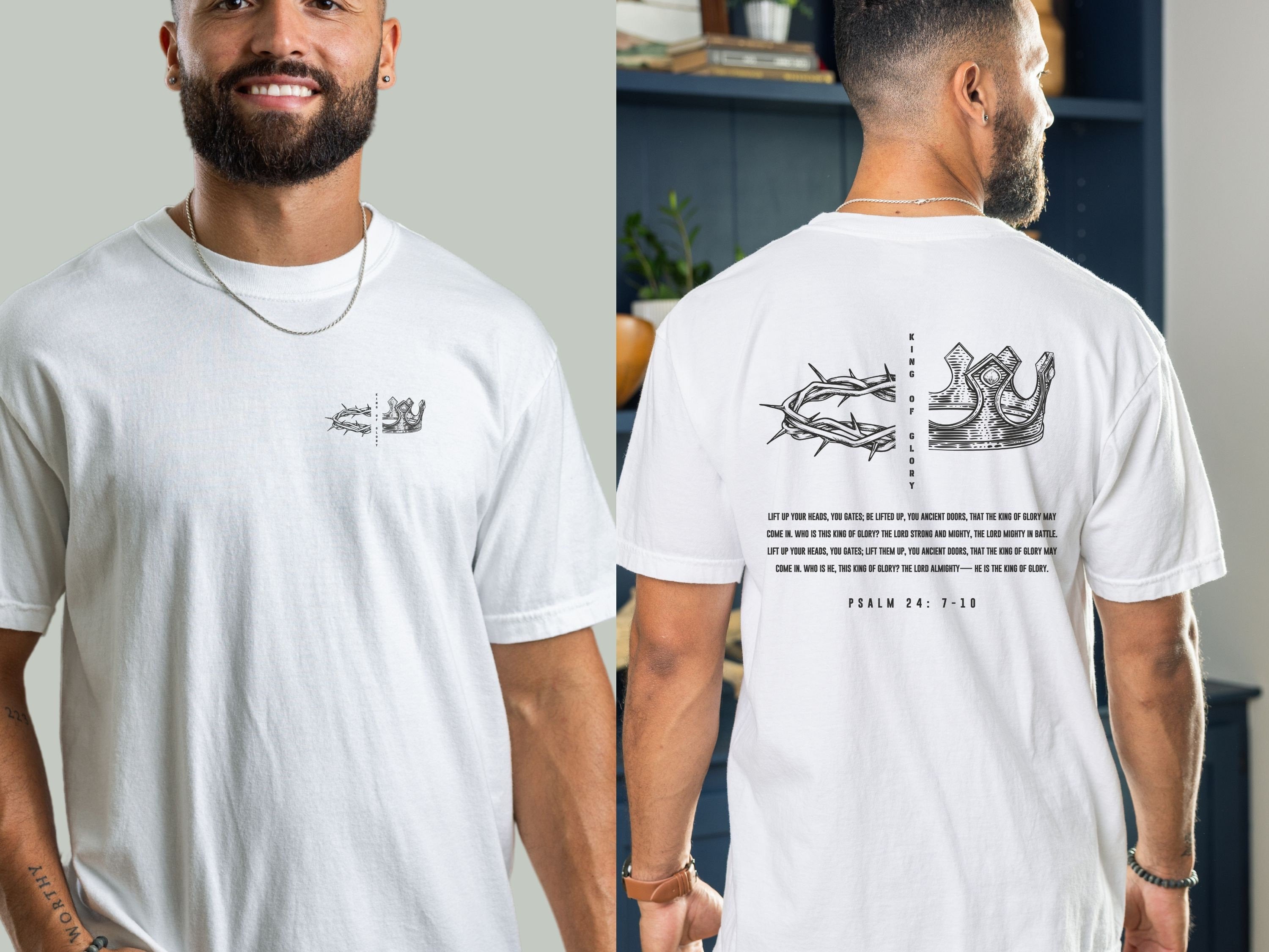 Men's Christian King of Glory Shirt, Fathers Day Christian Gifts, Psalm 24 Comfort Color Shirt, Christian Shirts for Men, Christian tshirt